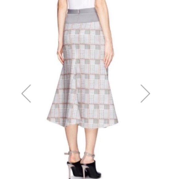 🐇HELEN LEE🐇RABBIT HOUNDSTOOTH LONG TRUMPET SKIRT - Picture 5 of 7